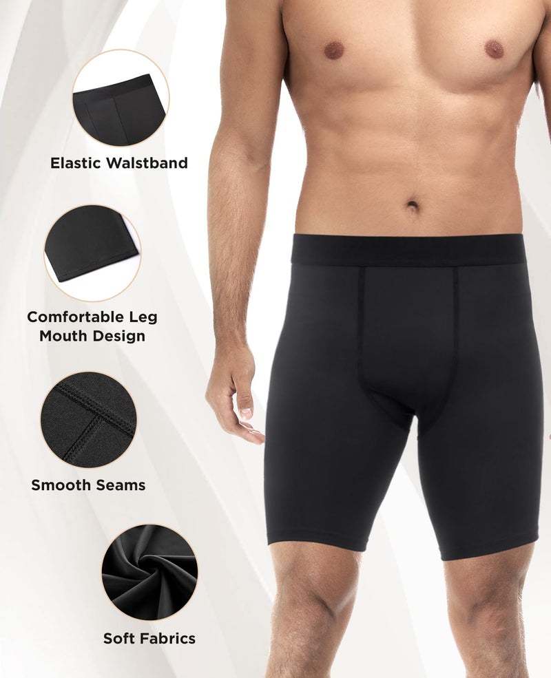Niksa 3 Pack Compression Shorts Men Quick Dry Black Performance Athletic Shorts-M - Image 5